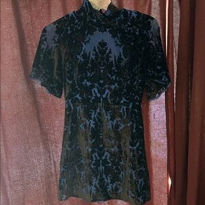 Anthropologie Black & velvet Blue mini dress-xs